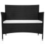 Set Divani da Giardino 2 pz con Cuscino in Polyrattan Nero