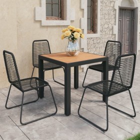 Set da Pranzo da Giardino 5 pz in Rattan PVC Nero e Marrone