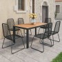 Set da Pranzo da Giardino 7 pz in Rattan PVC Nero e Marrone