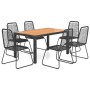 Set da Pranzo da Giardino 7 pz in Rattan PVC Nero e Marrone