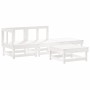 Set Salotto da Giardino 4 pz Bianco in Legno Massello di Pino
