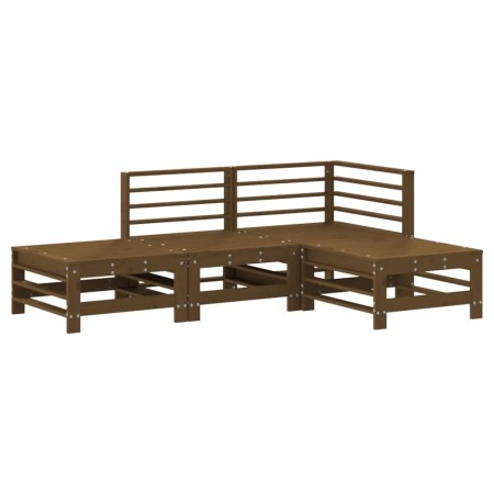 Set Salotto da Giardino 4 pz Miele in Legno Massello di Pino