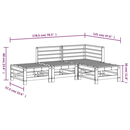 Set Salotto da Giardino 4 pz Miele in Legno Massello di Pino