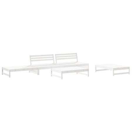 Set Salotto da Giardino 6 pz Bianco in Legno Massello di Pino