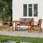 Set da Pranzo Giardino 4pz con Cuscini Legno Massello di Acacia