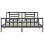 Giroletto con Testiera Grigio 200x200 cm in Legno Massello