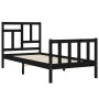 Giroletto con Testiera Nero 90x200 cm in Legno Massello