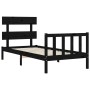 Giroletto con Testiera Nero 90x200 cm in Legno Massello