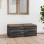 Pouf da Giardino su Pallet 2 pz con Cuscini in Massello di Pino