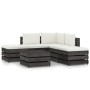 Set Salotto da Giardino 6pz con Cuscini Legno Impregnato Grigio