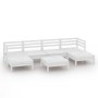 Set Salotto da Giardino 7 pz in Legno Massello di Pino Bianco