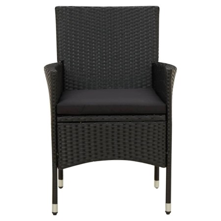 Set da Pranzo da Giardino 7 pz con Cuscini in Polyrattan Nero