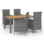 Set da Pranzo da Esterno 5 pz con Cuscini in Polyrattan Grigio