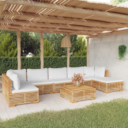 Set Divani da Giardino 8 pz con Cuscini Legno Massello di Teak