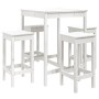 Set Bar da Giardino 5 pz Bianco in Legno Massello di Pino