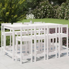 Set Bar da Giardino 9 pz Bianco in Legno Massello di Pino