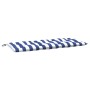 Cuscini Panca Giardino 2pz Righe Bianche Blu 120x50x7cm Tessuto