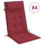 Cuscini Sedia con Schienale Alto 4 pz Rosso Vino Tessuto Oxford