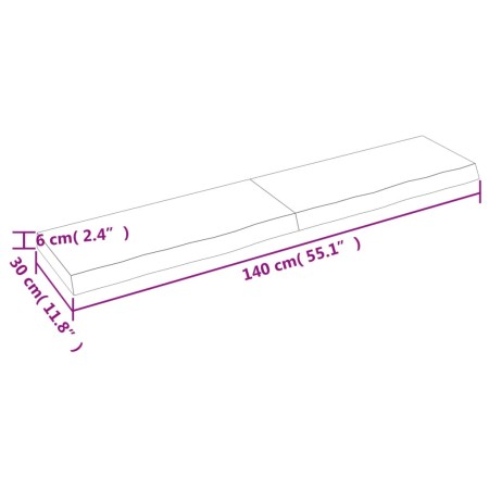 Ripiano Marrone Scuro 140x30x(2-6) cm Massello Rovere Trattato