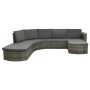 Set Divani da Giardino 4 pz con Cuscini in Polyrattan Grigio