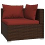 Set Divani da Giardino con Cuscini 3 pz in Polyrattan Marrone