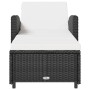Lettino Prendisole con Cuscino Bianco Crema in Polyrattan Nero