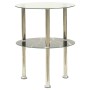 322789 2-Tier Side Table Transparent & Black 38 cm Tempered Glass