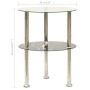 322789 2-Tier Side Table Transparent & Black 38 cm Tempered Glass