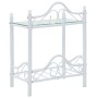 Comodini Set 2 pz Acciaio e Vetro Temperato 45x30,5x60cm Bianco