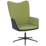 Poltrona Relax con Poggiapiedi Verde Chiaro in Velluto e PVC