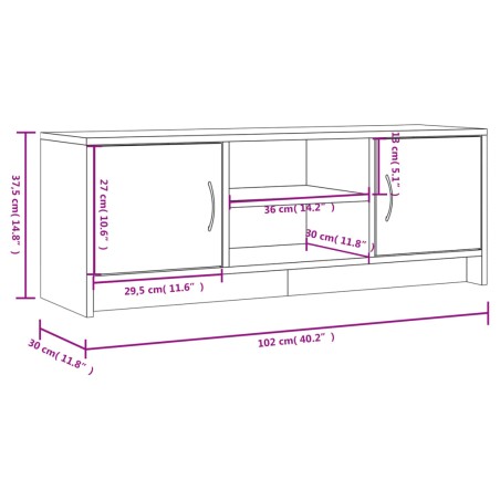 Mobile Porta TV Nero 102x30x37,5 cm in Legno Multistrato