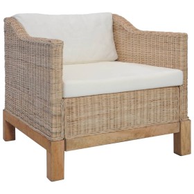 Poltrona con Cuscini in Rattan Naturale