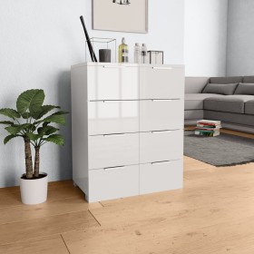 Credenza Bianco Lucido 60x35x80 cm in Legno Multistrato