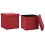 Sgabelli con Contenitore Pieghevoli 2 pz Rosso Vino in PVC