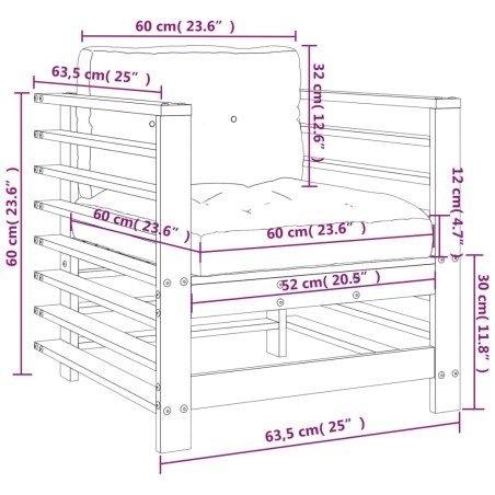 Sedie da Giardino con Cuscini 2pz Legno Massello di Pino Miele