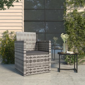 Poltrona da Giardino con Cuscino Grigio in Polyrattan