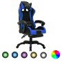 Sedia da Gaming con Luci a LED RGB Blu e Nera in Similpelle