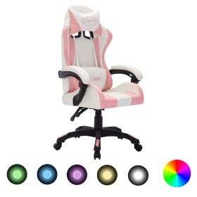 Sedia da Gaming con Luci a LED RGB Rosa e Nera in Similpelle