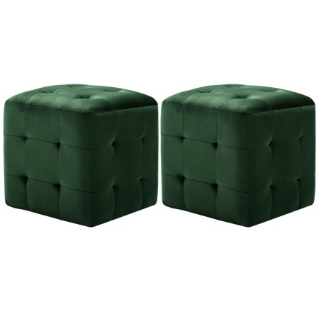 Comodini 2 pz Verde 30x30x30 cm in Tessuto Vellutato