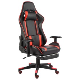 Sedia da Gaming Girevole con Poggiapiedi Rossa in PVC