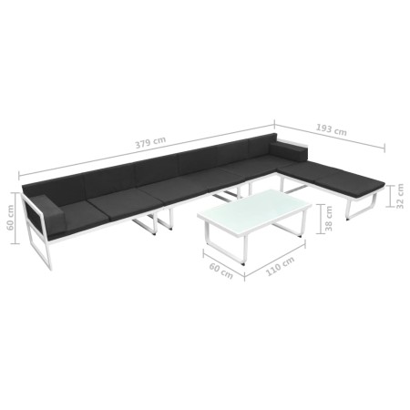 Set Divani da Giardino 5 pz in Textilene e Alluminio Nero