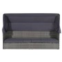 Lettino da Giardino con Tettuccio Grigio 205x62 cm Polyrattan