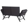 Panchina da Giardino con Cuscini 176 cm Nera in Polyrattan