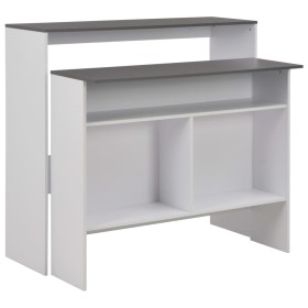 Tavolo Bar con 2 Piani d'Appoggio Bianco e Grigio 130x40x120cm