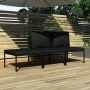 Set Divani da Giardino 3 pz con Cuscini Neri in PVC