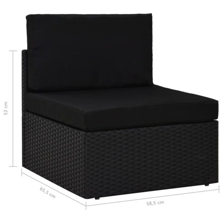 Divano Modulare a 2 Posti in Polyrattan Nero