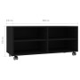 Mobile TV con Ruote Nero 90x35x35 cm in Legno Multistrato