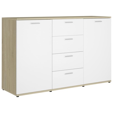 Credenza Bianca e Rovere Sonoma 120x35,5x75cm Legno Multistrato