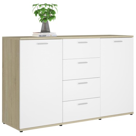 Credenza Bianca e Rovere Sonoma 120x35,5x75cm Legno Multistrato