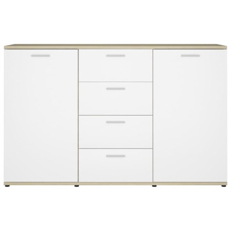 Credenza Bianca e Rovere Sonoma 120x35,5x75cm Legno Multistrato